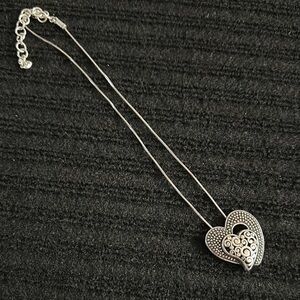Retired Brighton Silver Heart Filigree Necklace